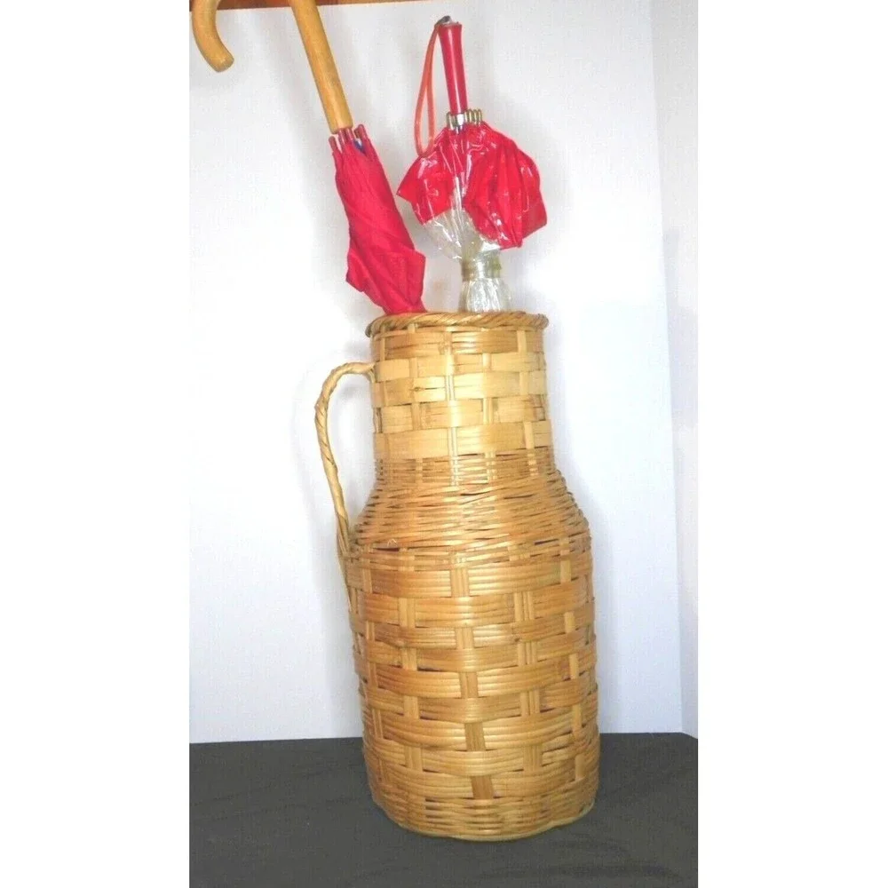 Vintage Wicker Umbrella Basket Woven Basket Retro Art‎ Deco